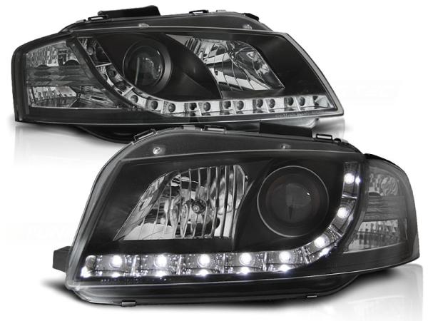 LED Tagfahrlicht-Design Scheinwerfer für Audi A3 8P 04-08 schwarz